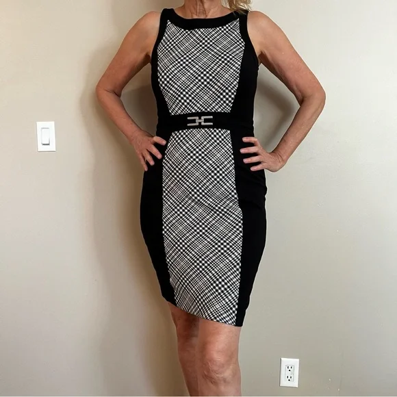 Chic Black and White Sleeveless Midi Dress - Picture 1 of 6